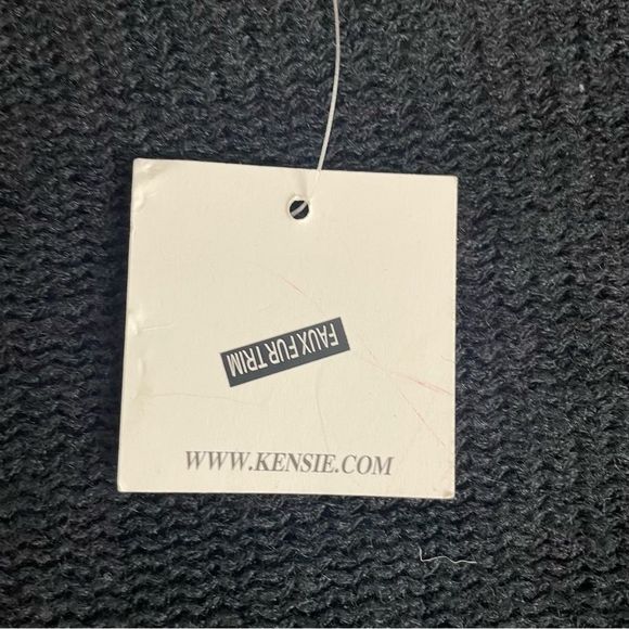 Kensie Black‎ Vest with Faux Fur Trim Fringe at Hem One Size NWT - Picture 9 of 9